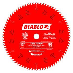 Diablo D1280X 12-inch 80T fine finish blade for smooth wood cuts.