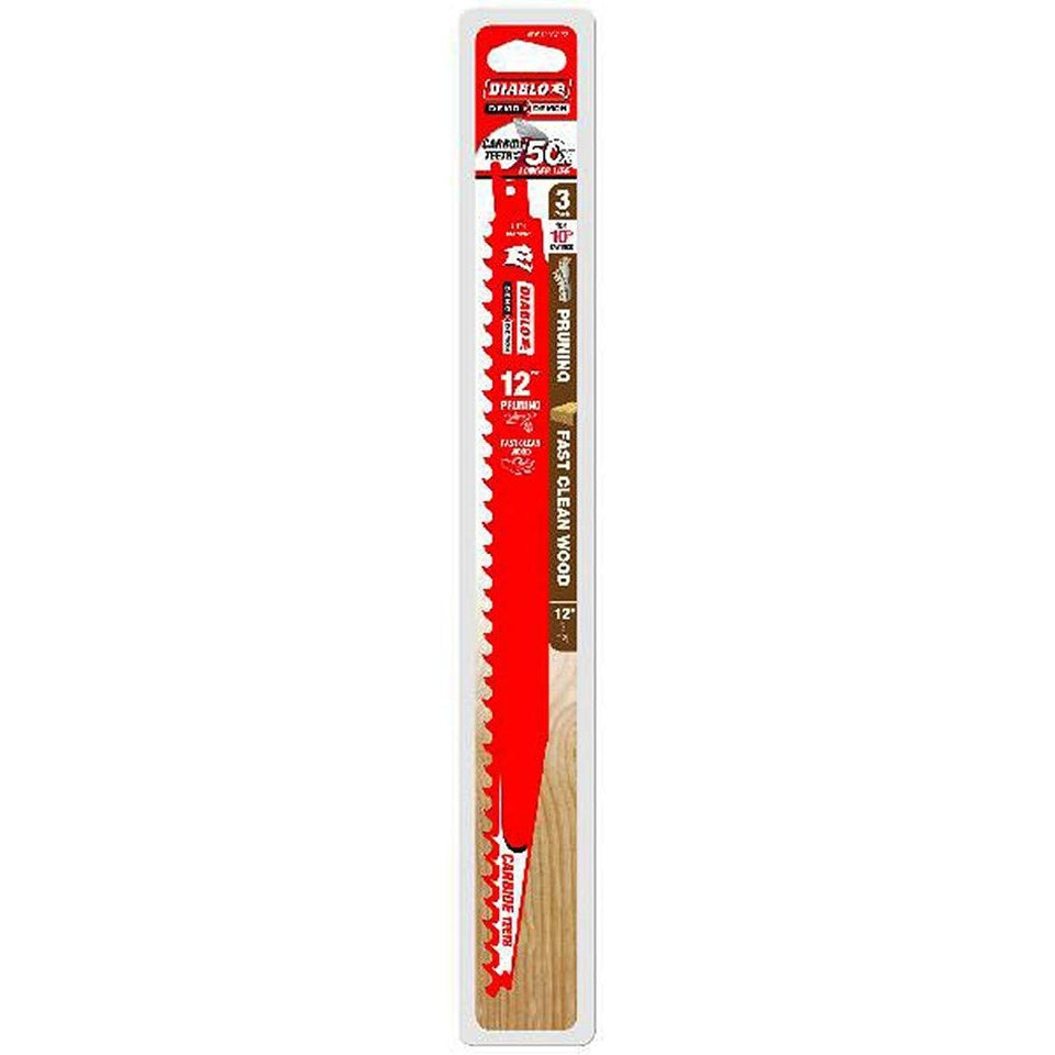 Diablo Demo Demon carbide teeth blade for pruning and clean wood with extended cutting life.