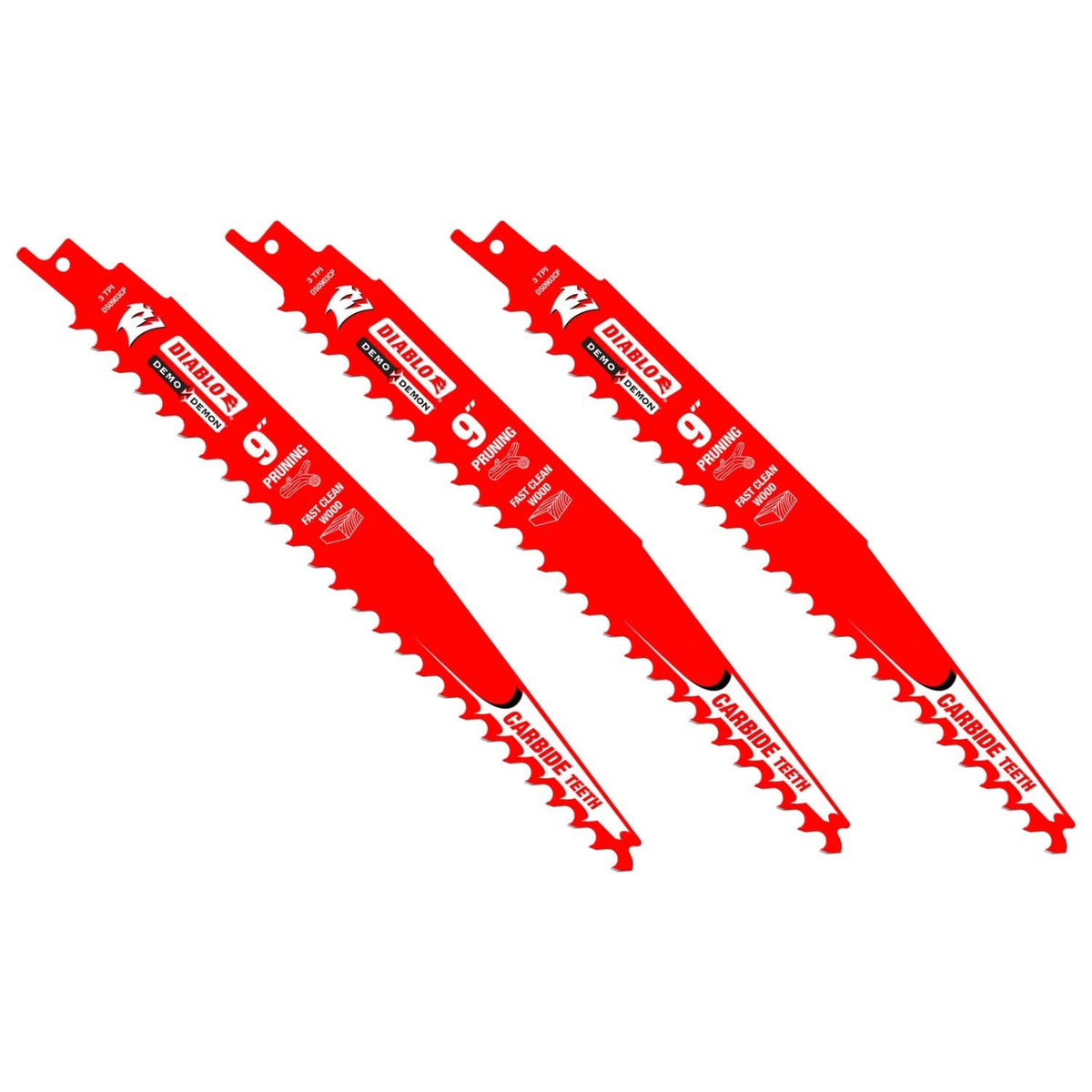 Diablo Demo Demon carbide-tipped blade in 9-inch pruning setup delivering longer life.