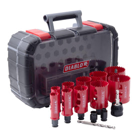 Diablo DHS14SGP hole saw set packaging showing complete kit for fast setups.