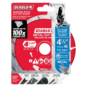 Diablo diamond metal cut-off disc mounted seven eighths arbor ready for heavy duty rebar work