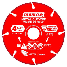 Diablo diamond metal cut-off disc segmented rim faster steel cutting with reduced sparks