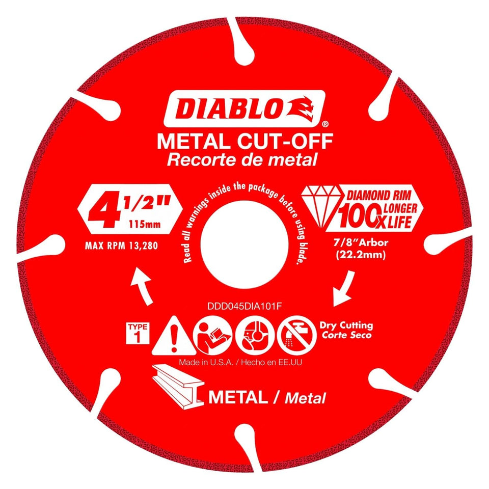 Diablo diamond metal cut-off disc segmented rim faster steel cutting with reduced sparks