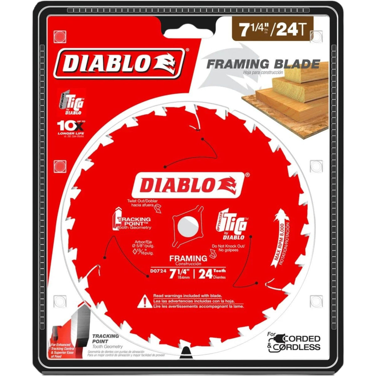 Diablo framing saw blade anti-vibration design reduces vibration for smoother operation.