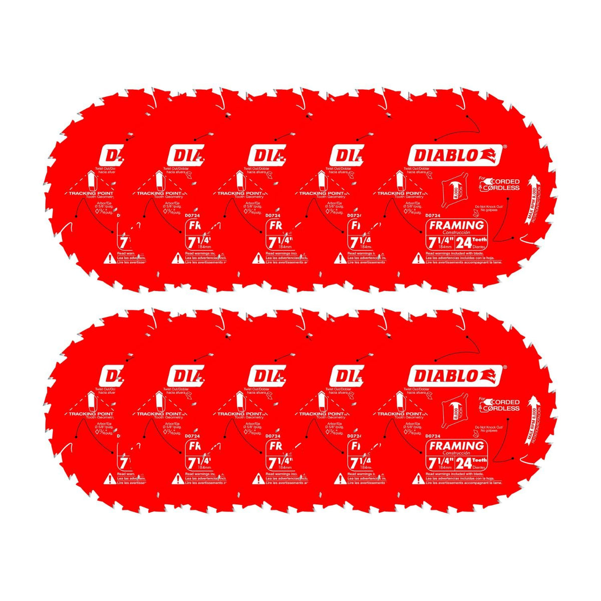 Diablo framing saw blade with tracking point delivers straight, precise cuts in framing lumber.
