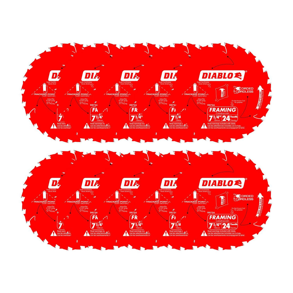 Diablo framing saw blade with tracking point delivers straight, precise cuts in framing lumber.