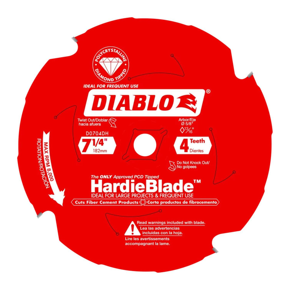 Diablo HardieBlade 7-1/4 inch PCD-tipped blade cutting fiber cement with extended life