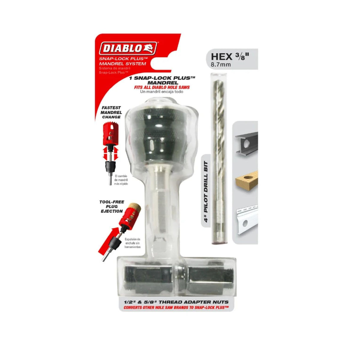 Diablo hole saw mounting with secure-fit reduces vibration for precise cuts.