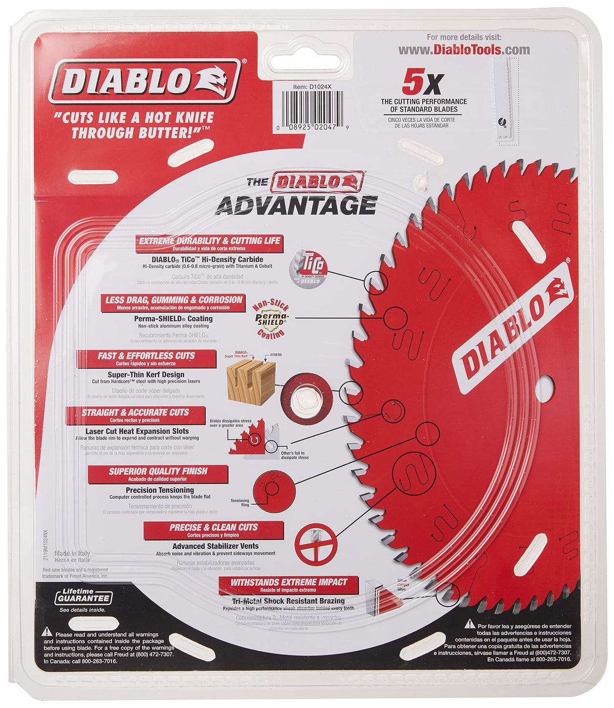 Diablo D1024X ripping blade in action on framing lumber for precise cuts