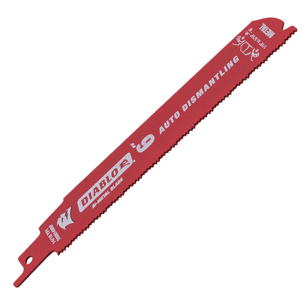 Diablo Steel Demon bi-metal construction for durability during heavy-duty metal cutting.