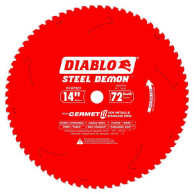 Diablo Steel Demon D1472CF blade cutting-action for precise ferrous metal cuts.