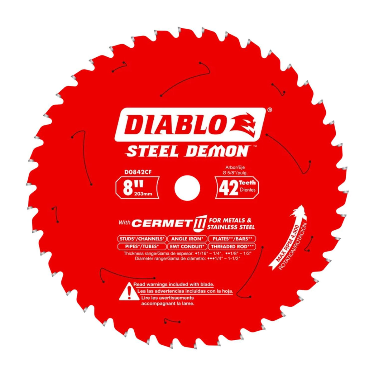 Diablo Steel Demon Cermet II blade, 8-inch, for precise metal cuts.