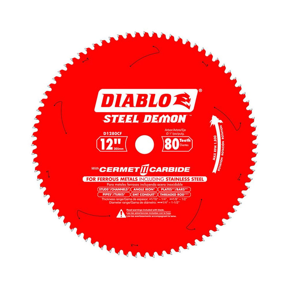 Diablo Steel Demon Cermet II blade for thin metal with cooler, burr-free cuts.