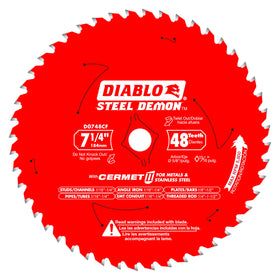 Diablo Steel Demon D0748CF blade top view for precise ferrous cuts.