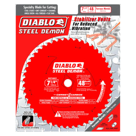 Diablo Steel Demon D0748CF teeth close-up showing carbide durability.
