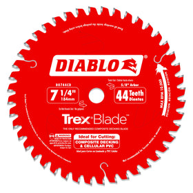 Diablo TrexBlade cutting composites for a clean decking finish.