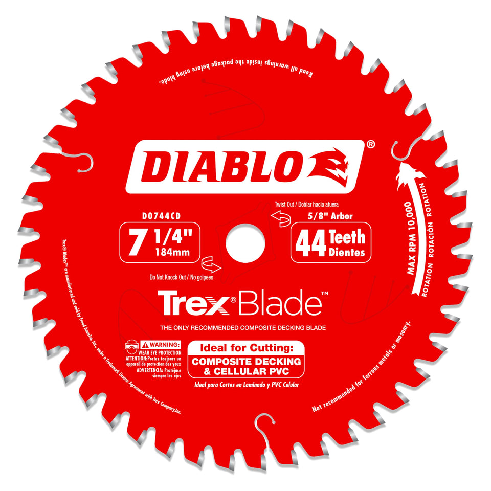 Diablo TrexBlade cutting composites for a clean decking finish.