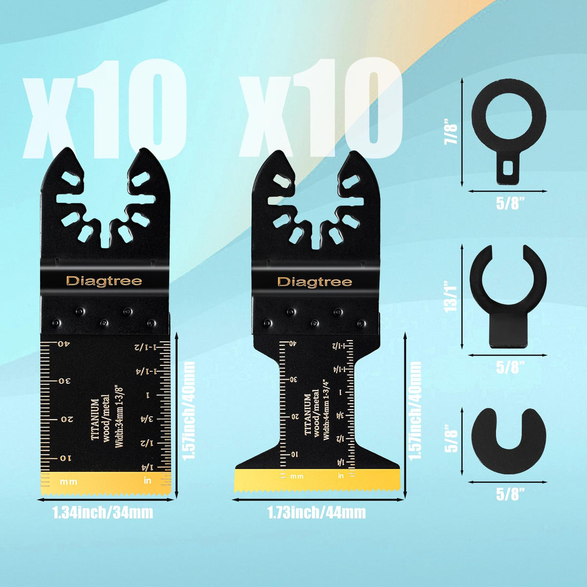 Diagtree adapter set fits most tools for quick blade changes without tools