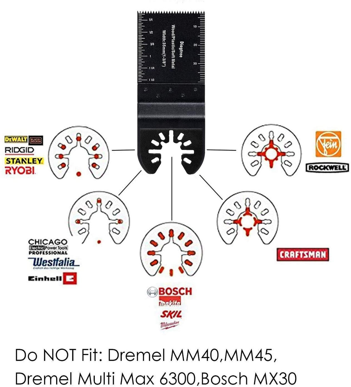 Diagtree quick-release oscillating blades for easy tool changes