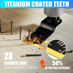 Diagtree titanium plated blade close-up highlighting enhanced hardness and durability.
