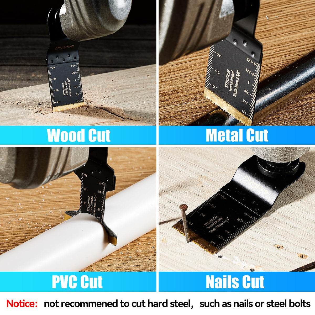 Diagtree universal-fit blades swap in seconds for quick projects.