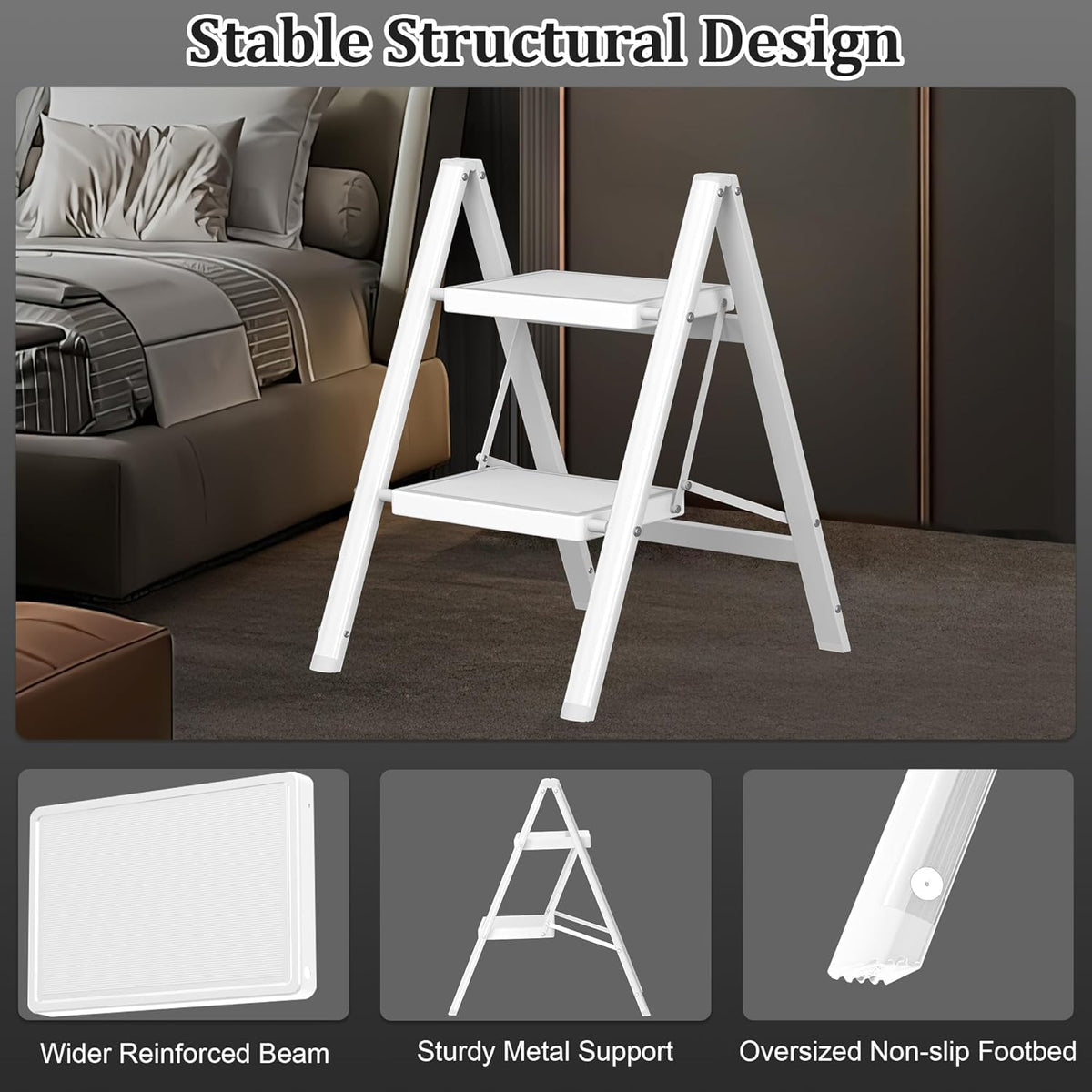 DiamondForge folded ladder design saving space and storage