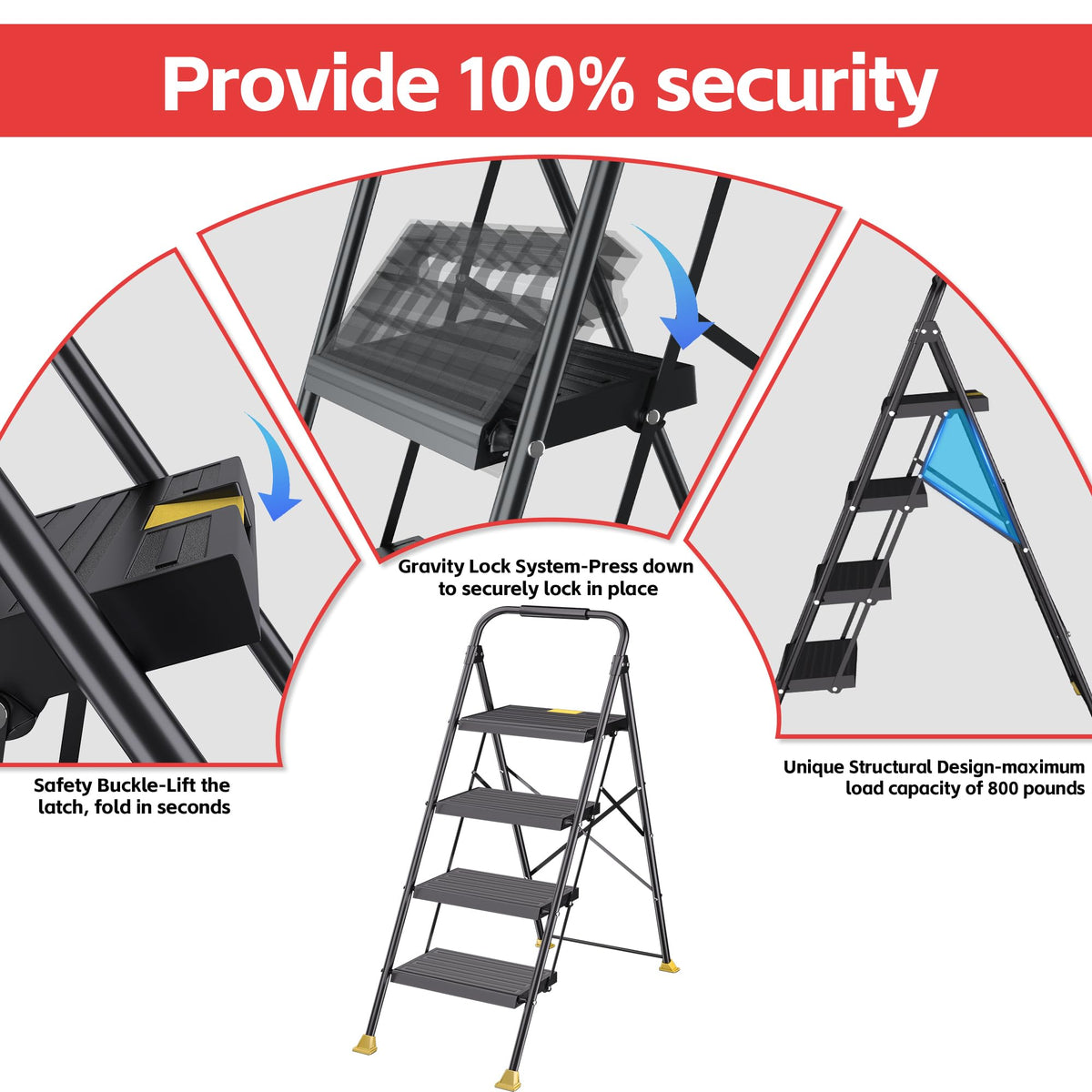 DiamondForge heavy-duty ladder supports up to 800 lbs for sturdy home tasks.
