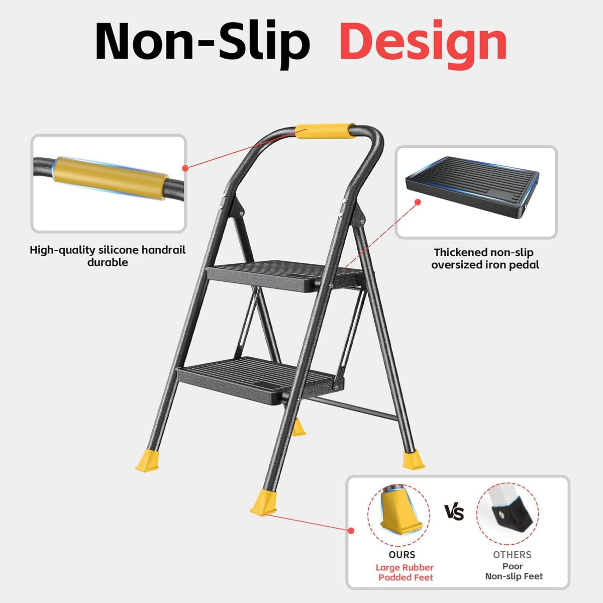 DiamondForge ladder featuring non-slip treads for stable climbing.