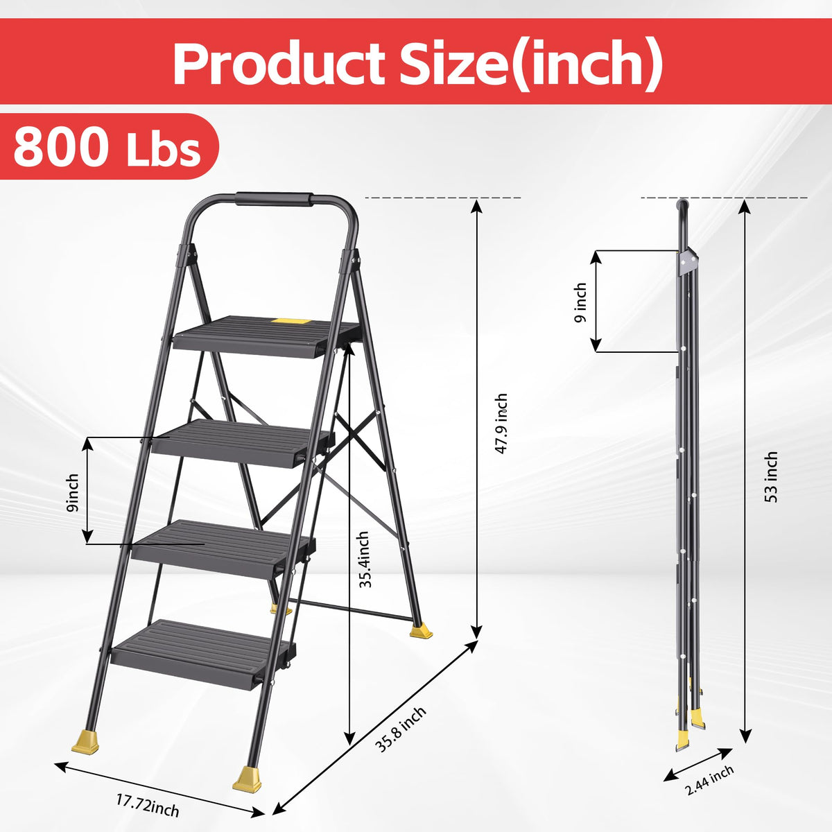 DiamondForge space-saving foldable ladder fits closets and behind doors.