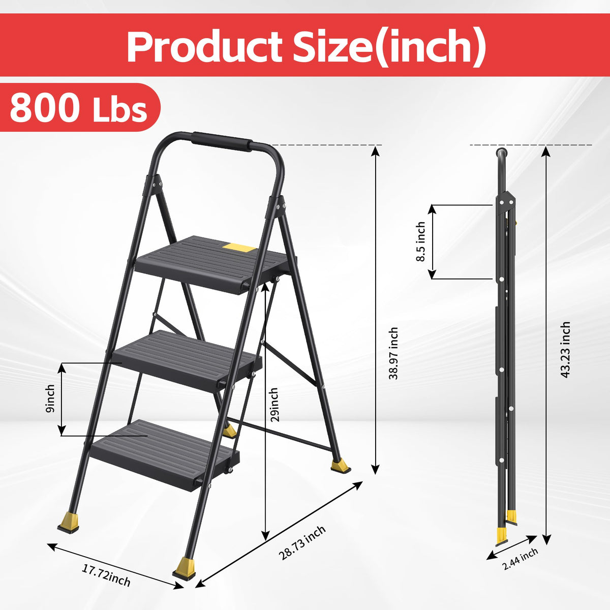 DiamondForge slim folding design ladder saves space while remaining sturdy