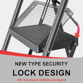 DIAMONDFORGE Step Ladder with large rubber feet protecting floors during use