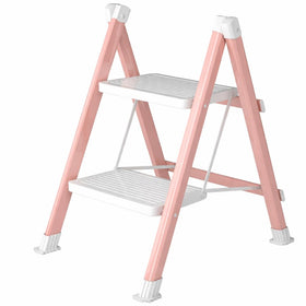 DiamondForge two-step ladder folded compactly for easy storage.