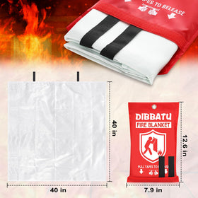 DIBBATU fire blanket stored in kitchen cabinet for quick access.