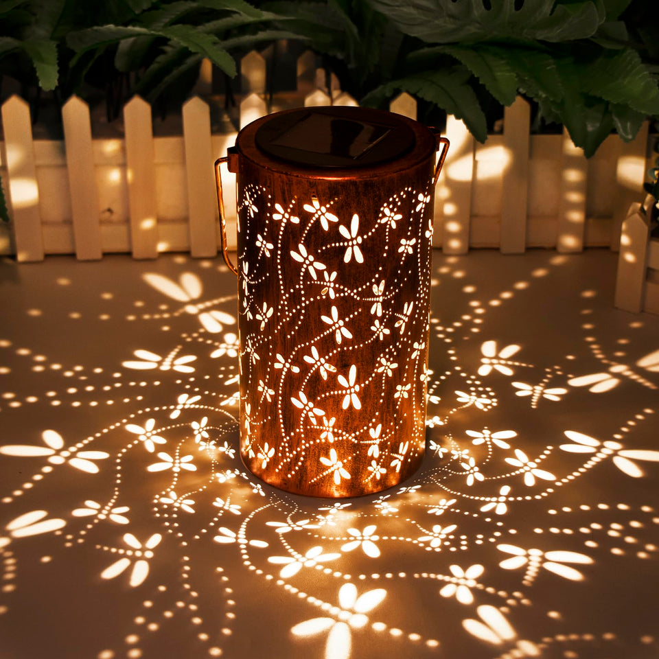 DIBIEECN dragonfly lantern hanging with warm glow for outdoor ambiance