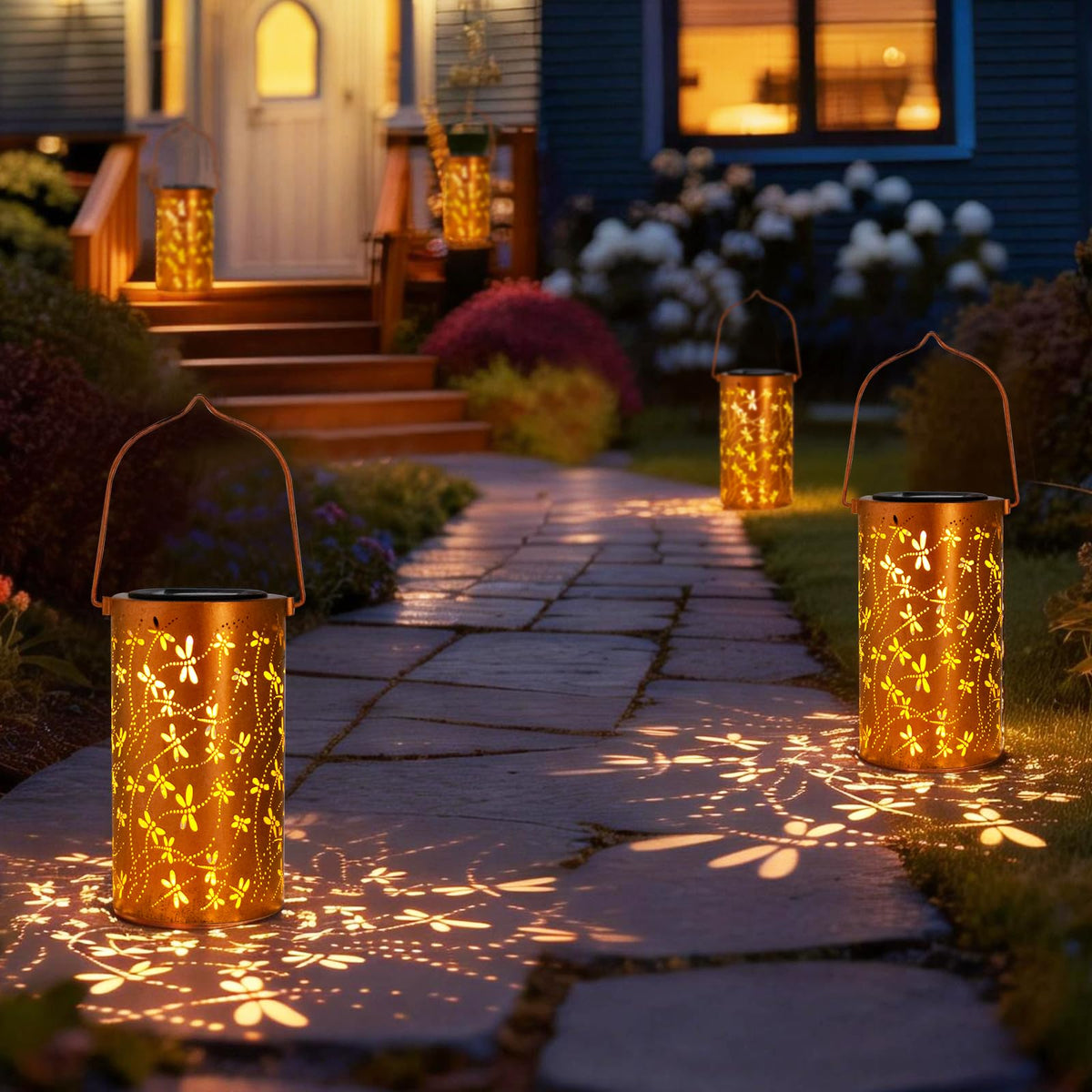 DIBIEECN durable hanging lanterns offer cord-free outdoor illumination.