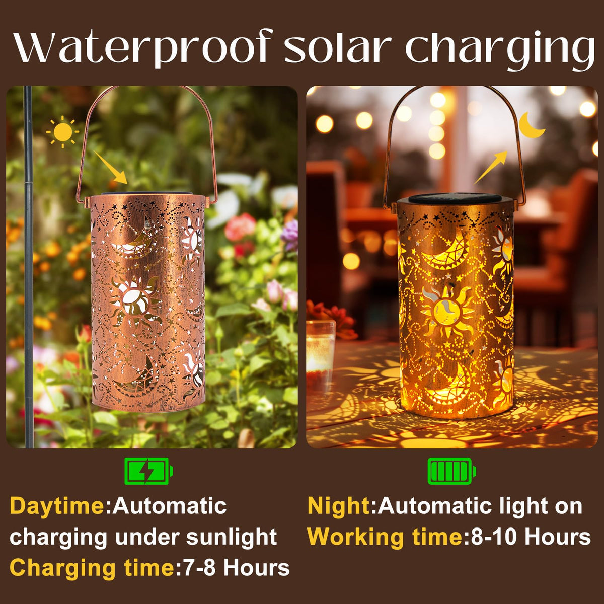 DIBIEECN metal outdoor lantern withstands rain and winds.