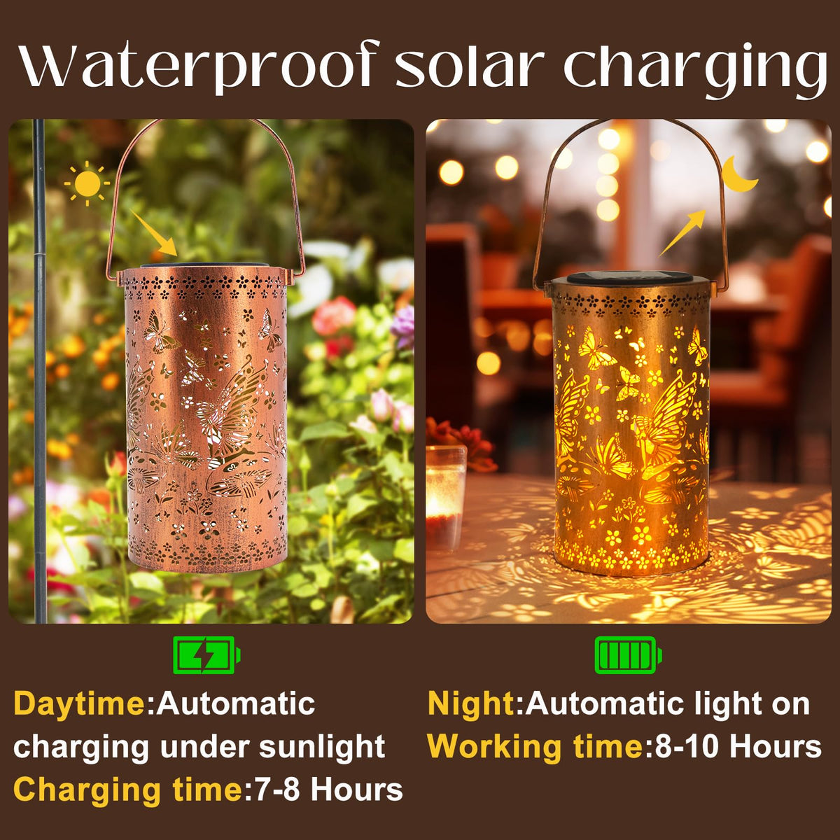 DIBIEECN hanging metal lantern in gold copper finish adds elegance