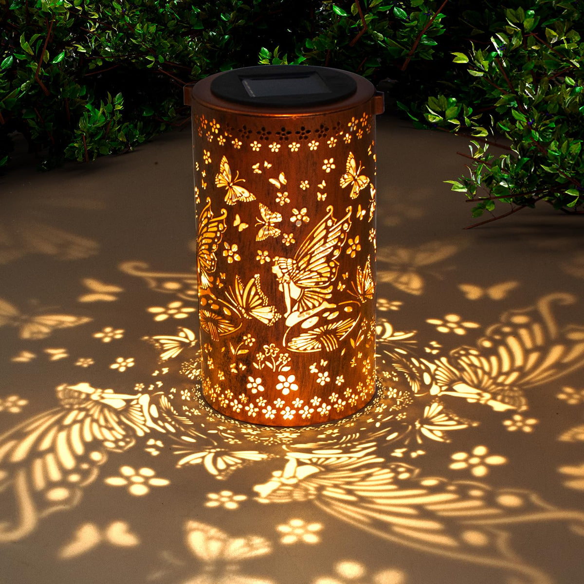 DIBIEECN solar garden lantern features sun and moon motif for cozy evenings