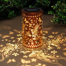 DIBIEECN solar garden lantern features sun and moon motif for cozy evenings