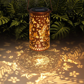DIBIEECN solar garden lantern with sunflower design casts warm night glow