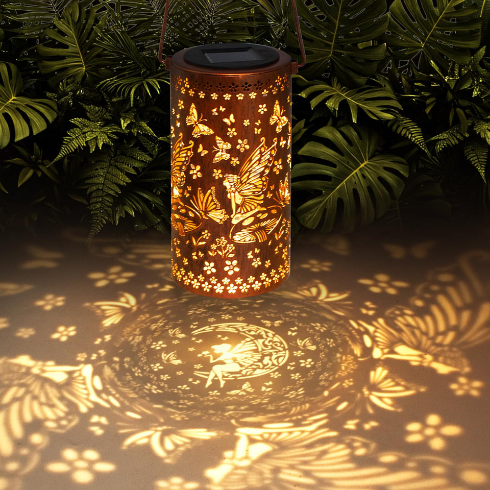 DIBIEECN solar garden lantern with sunflower design casts warm night glow