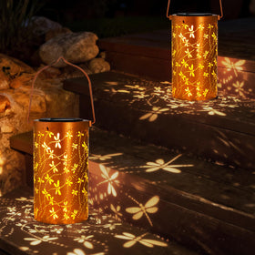 DIBIEECN dragonfly lanterns hang for garden glow, 2-pack.