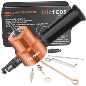 Dicfeos Double Head Nibbler drill attachment enables precise straight and curved metal cutting