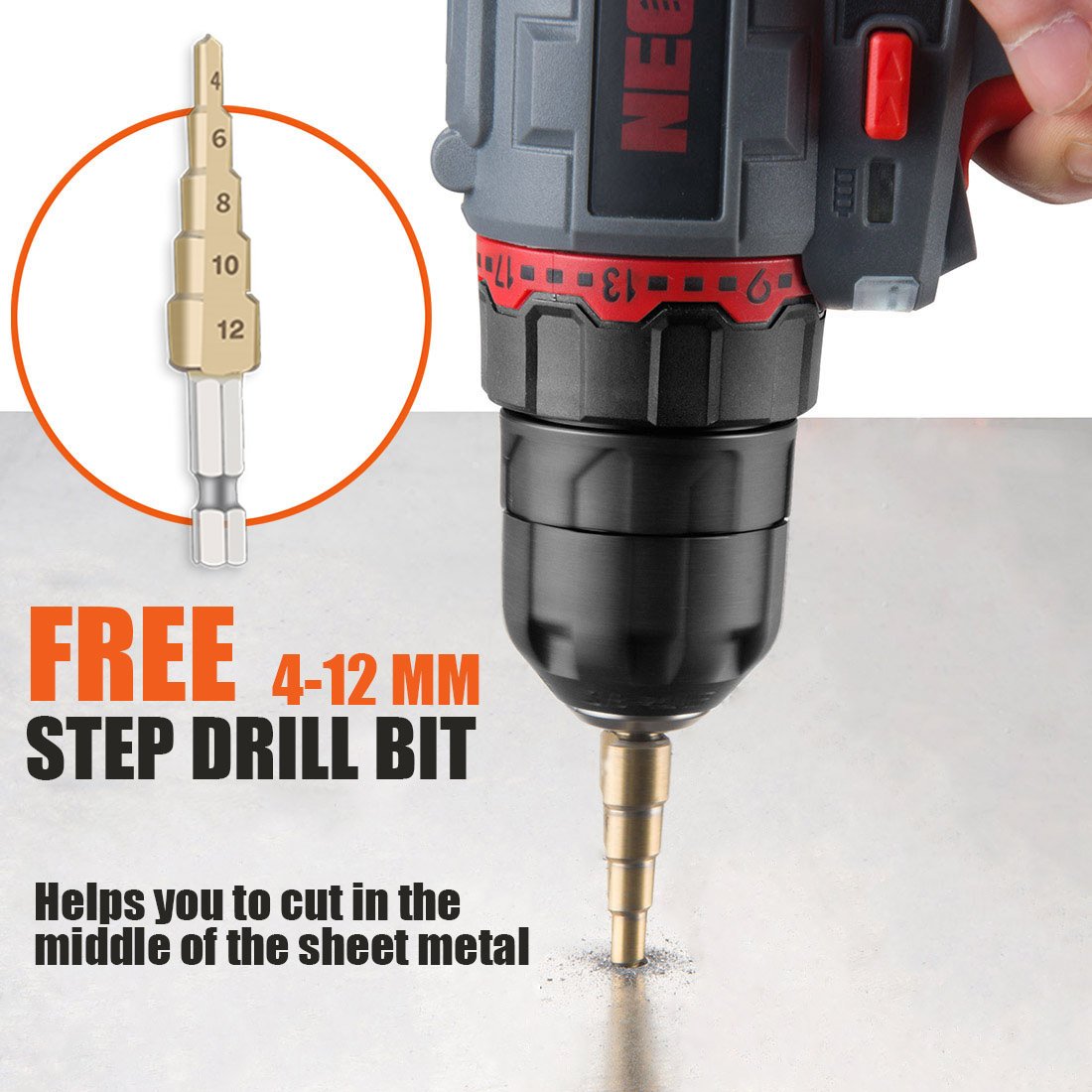 Dicfeos drill-compatible nibble setup for easy power cuts