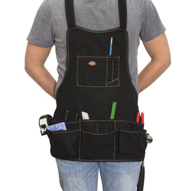 Dickies 16-pocket bib apron reinforced edges improve durability in busy workshops