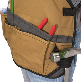 Dickies 16-Pocket Workshop Bib Apron chest-pocket layout supports quick notes on site