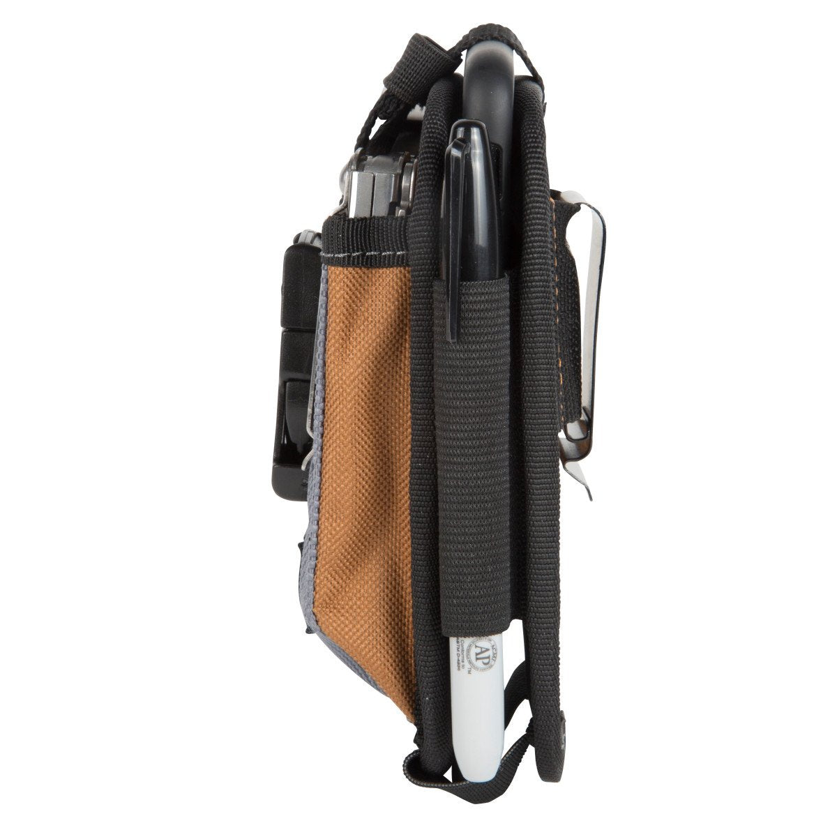 Dickies 2-Compartment Phone Pouch tool loop and pen slot convenience.