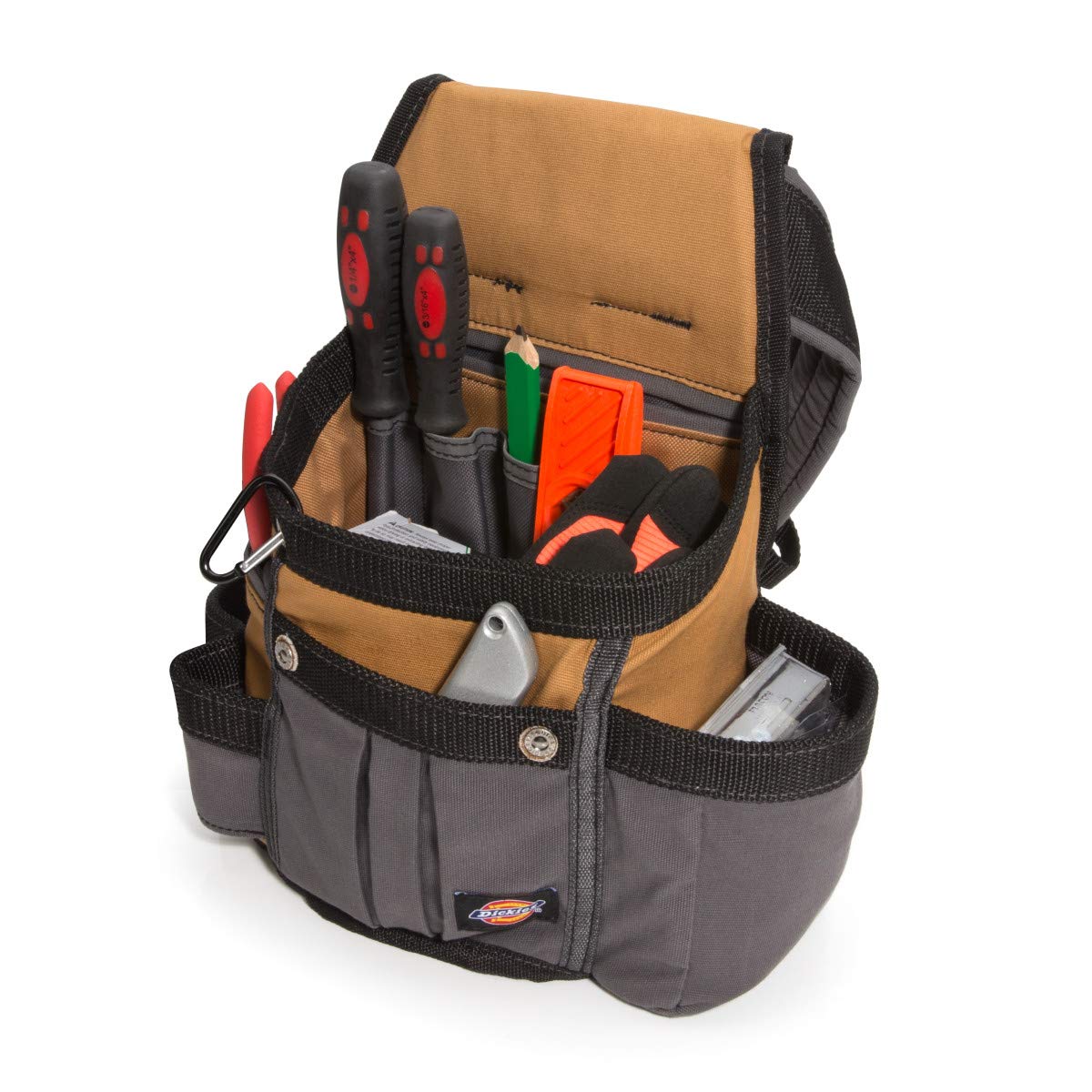 Dickies tool belt interior pockets help organize small tools for quick access.