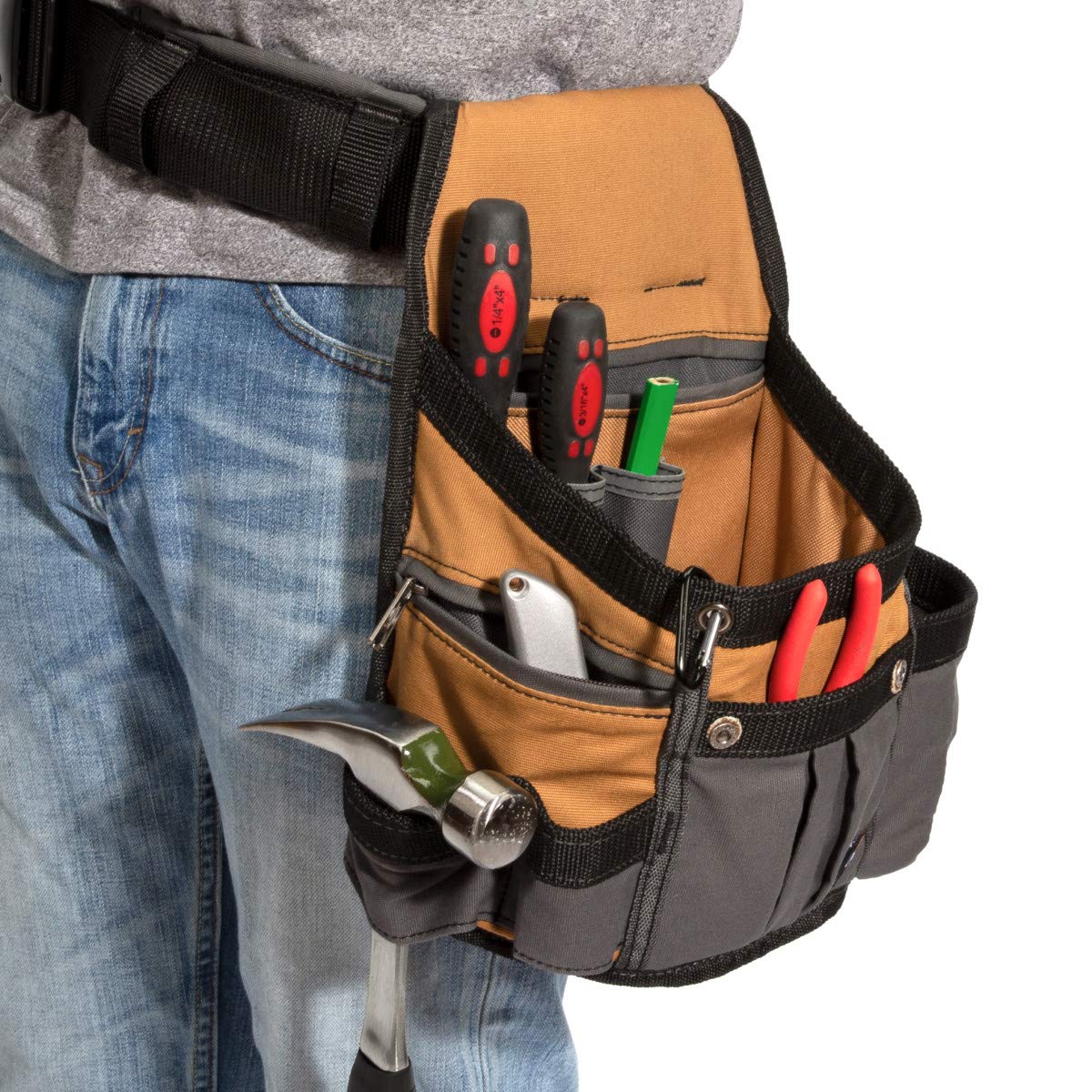 Dickies tool loops hold hammers and flashlights for hands-free use.