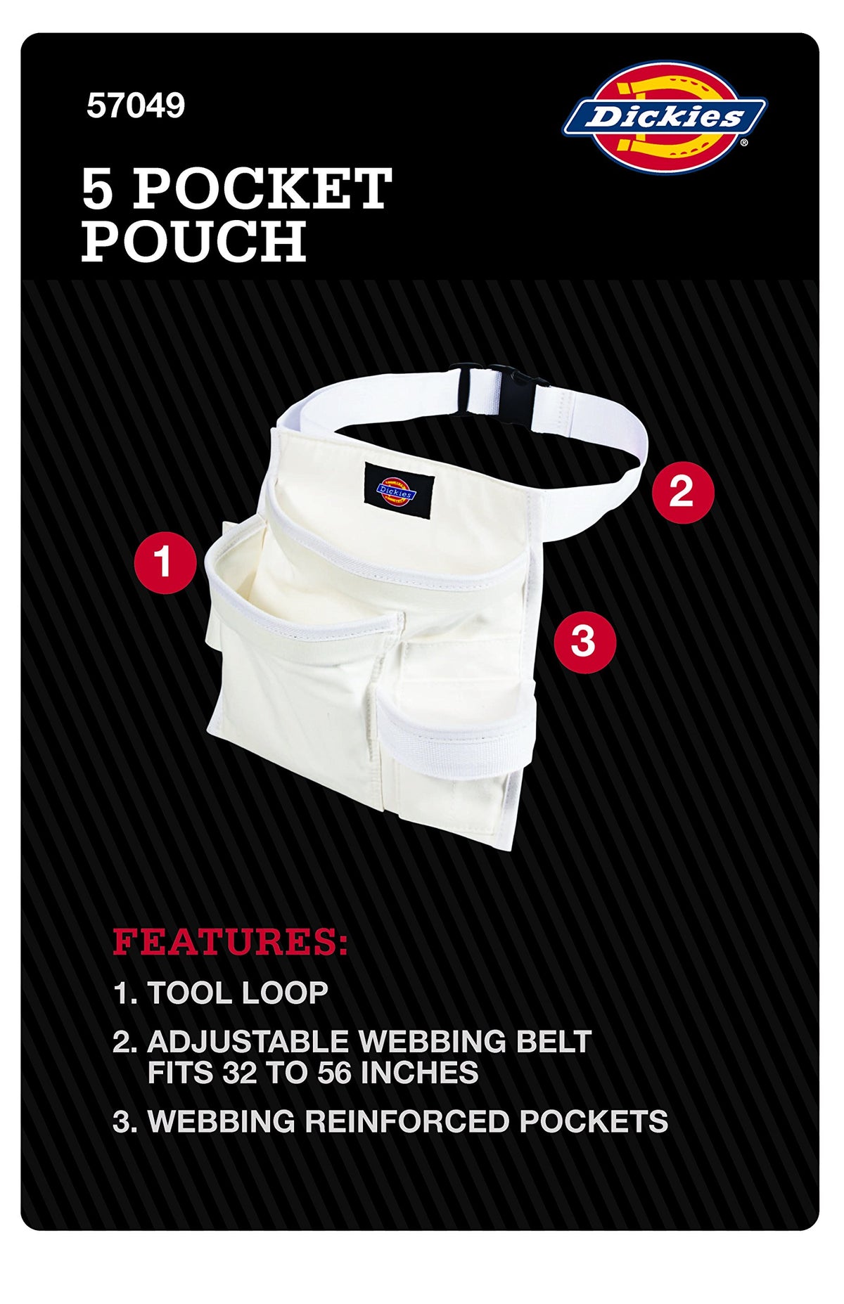 Dickies plier pocket and small slip pockets keep essentials organized.